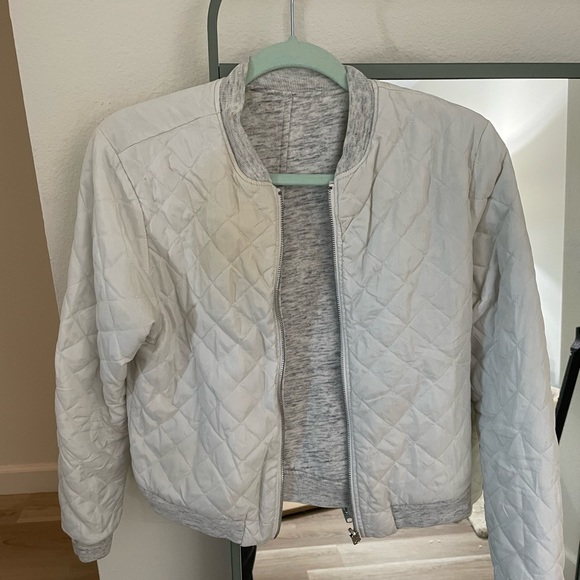 Reversible Bomber White and Grey Jacket - Picture 1 of 6